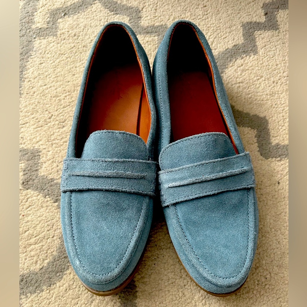 Blue suede, leather shoes, size 8